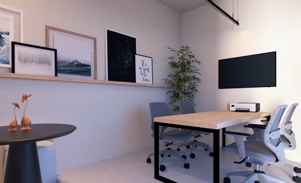 Render da sala de reunião