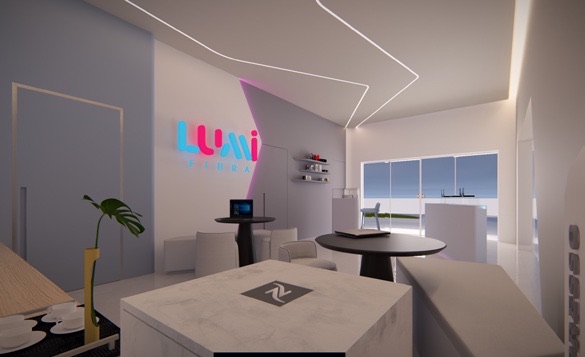 Render do interior com iluminação de destaque