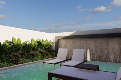 Área de lazer com piscina
